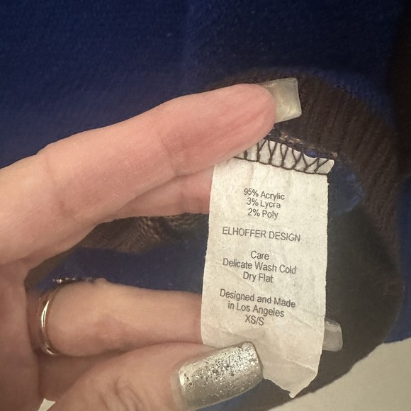 Elhoffer Design Sweater Womens Blue Brown Eagle Everyday Witch Collection  XS/S - Picture 4 of 8